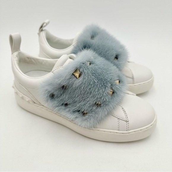 VALENTINO GARAVANI Rockstud Mink Fur Sneaker - Picture 2 of 11